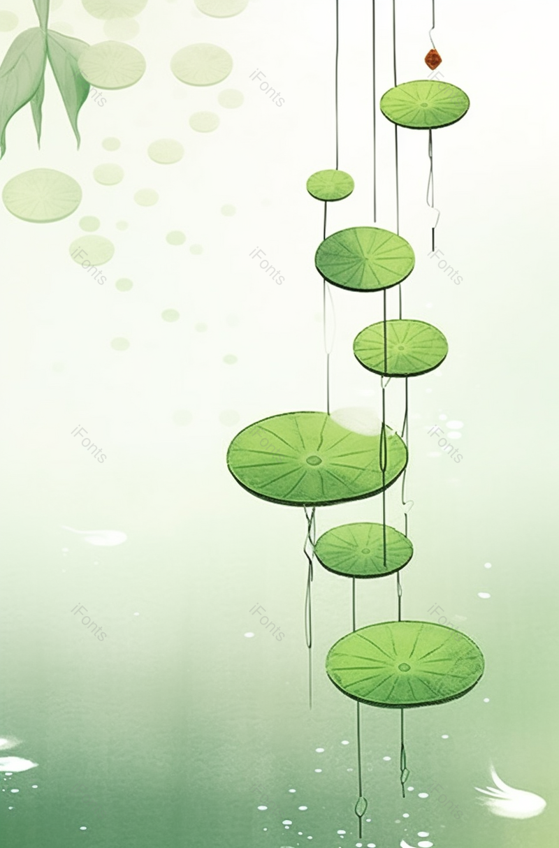 亭亭玉立夏天夏至雨后晴天池塘水面荷叶绿色自然清新插画,插画/手绘图,插画/手绘图库,插画/手绘图下载,插画/手绘